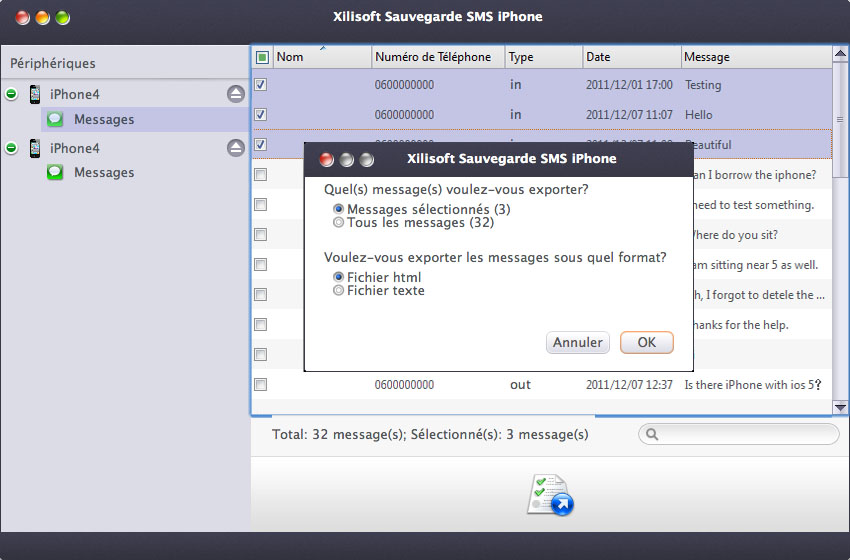 Xilisoft Sauvegarder SMS iPhone pour Mac